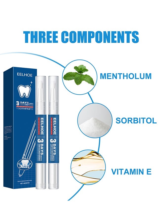 EELHOE 2 Packs Teeth Whitening Pen, Tooth Whitening Pen For Bright White Teeth, Teeth Whitening Gel For Oral Care, Fast Removes Years Of Stains, No Sensitivity, Effective And Painless Teeth Whitener - Image 3